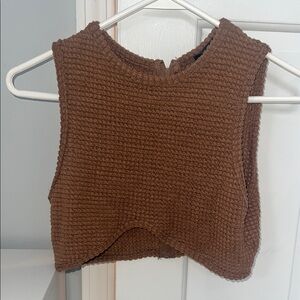 Brown Knit Sleeveless Top